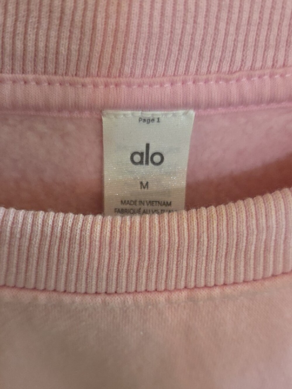 ALO Yoga Light Pink Cropped Crew Sweatshirt Sz Medium - Picture 2 of 3
